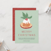 Rode groene maffia rustige kersttaart kaart (Voorkant / Achterkant in situ)