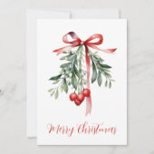 Rode groene maretak vrolijke kerstwinter feestdagenkaart (Voorkant)