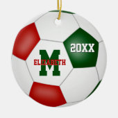 rode groene meisjes in het keihard voetbal keramisch ornament (Voorkant)