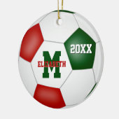 rode groene meisjes in het keihard voetbal keramisch ornament (Links)