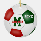 rode groene meisjes in het keihard voetbal keramisch ornament (Achterkant)