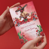 Rode Groene Mexicaanse Stijl Quinceañera Kaart