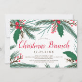 Rode groene mistletoe waterverf Kerstbrunch Kaart (Voorkant)