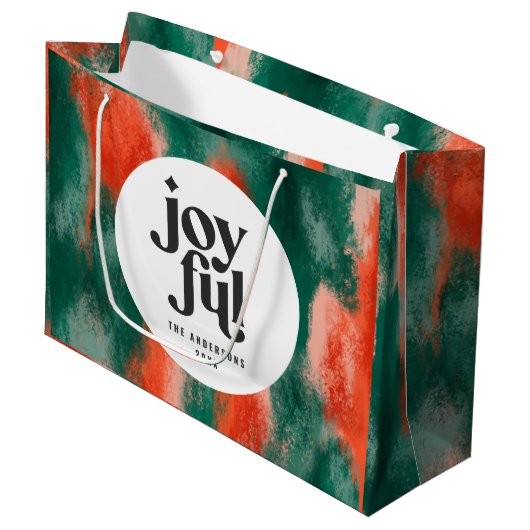 Rode + groene, moderne abstracte feestdag groot cadeauzakje (Voorkant Gekanteld)