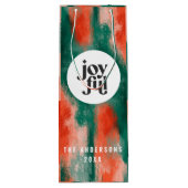 Rode + groene, moderne abstracte feestdag wijn cadeautas (Achterkant)