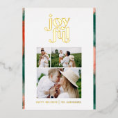 Rode + groene, moderne abstracte foto 3 folie feestdagenkaart (Voorkant)