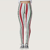 Rode/groene multi-stripe Leggings voor vrouwen (Voorkant)