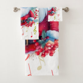 Rode groene Muzieknoten en Sinterklaas Bad Handdoek