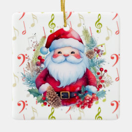 Rode groene Muzieknoten en Sinterklaas Keramisch Ornament