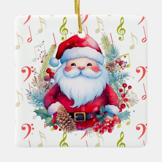 Rode groene Muzieknoten en Sinterklaas Keramisch Ornament (Voorkant)