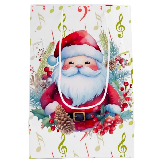Rode groene Muzieknoten en Sinterklaas Medium Cadeauzakje (Achterkant)