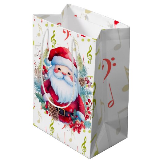 Rode groene Muzieknoten en Sinterklaas Medium Cadeauzakje (Achterkant Gekanteld)