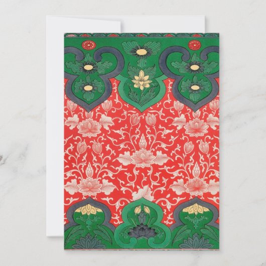 Rode & Groene Mystieke Lotus Aziatisch Abstract Feestdagenkaart (Voorkant)