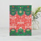 Rode & Groene Mystieke Lotus Aziatisch Abstract Feestdagenkaart (Staand voorkant)