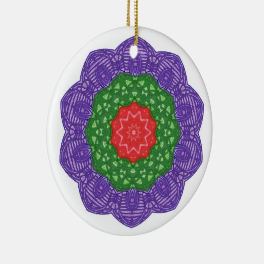 Rode Groene Paarse Kaleidoscoop kerstversieringen Keramisch Ornament (Rechts)