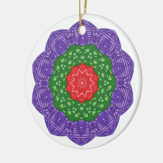 Rode Groene Paarse Kaleidoscoop kerstversieringen Keramisch Ornament (Links)
