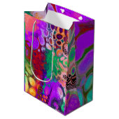 Rode, groene, Paarse, kleurrijke digitale fluïde k Medium Cadeauzakje (Voorkant Gekanteld)