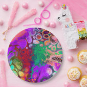 Rode, groene, Paarse, kleurrijke digitale fluïde k Papieren Bordje (Feest)