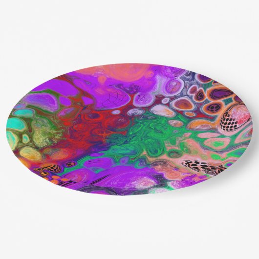 Rode, groene, Paarse, kleurrijke digitale fluïde k Papieren Bordje (Gekanteld)