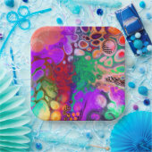 Rode, groene, Paarse, kleurrijke digitale fluïde k Papieren Bordje (Feest)