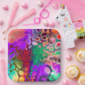 Rode, groene, Paarse, kleurrijke digitale fluïde k Papieren Bordje (Feest)