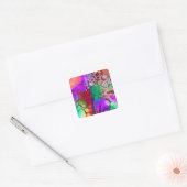 Rode, groene, Paarse, kleurrijke digitale fluïde k Vierkante Sticker (Envelop)