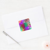 Rode, groene, Paarse, kleurrijke digitale fluïde k Vierkante Sticker (Envelop)