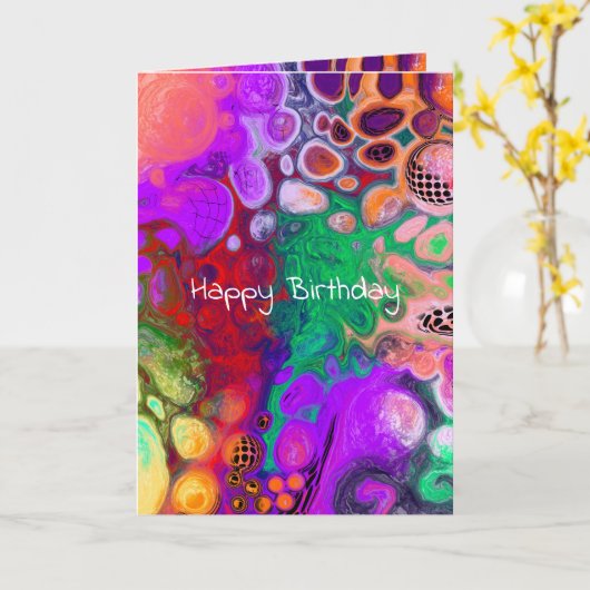 Rode, groene Paarse kleurrijke digitale lichtdag Kaart (Gele Bloem)