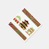 Rode Groene Pagode Streep Chinees Servet (Hoek)