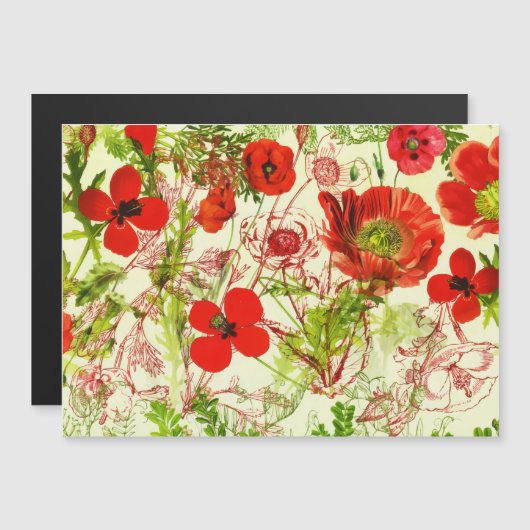  rode groene papavers zomerbloemen (Voorkant / Achterkant)