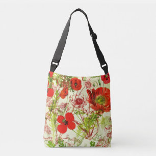 rode groene papavers zomerbloemen crossbody tas