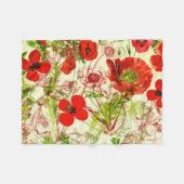  rode groene papavers zomerbloemen fleece deken (Voorkant (Horizontaal))