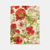  rode groene papavers zomerbloemen fleece deken (Voorkant)