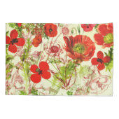  rode groene papavers zomerbloemen kussensloop (Achterkant)