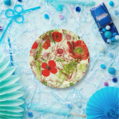  rode groene papavers zomerbloemen papieren bordje (Feest)