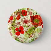  rode groene papavers zomerbloemen ronde button 5,7 cm (Voorkant)