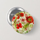  rode groene papavers zomerbloemen ronde button 5,7 cm (Voorkant /achterkant)