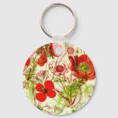  rode groene papavers zomerbloemen sleutelhanger (Voorkant)