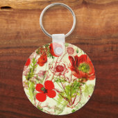 rode groene papavers zomerbloemen sleutelhanger (Voorkant)