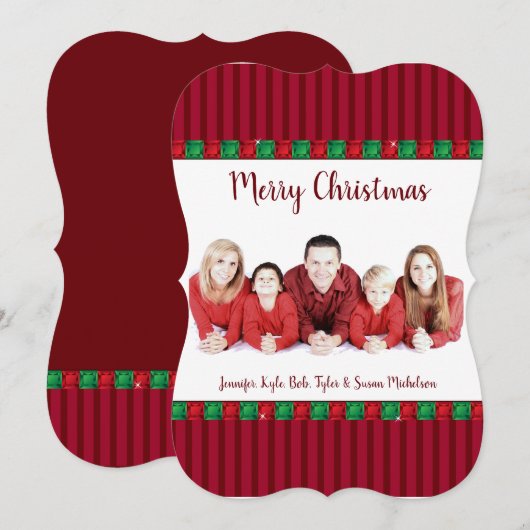 Rode & Groene Pareltjes Vakantie Aangepaste Foto & Feestdagenkaart (Voorkant / Achterkant)