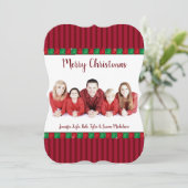 Rode & Groene Pareltjes Vakantie Aangepaste Foto & Feestdagenkaart (Staand voorkant)