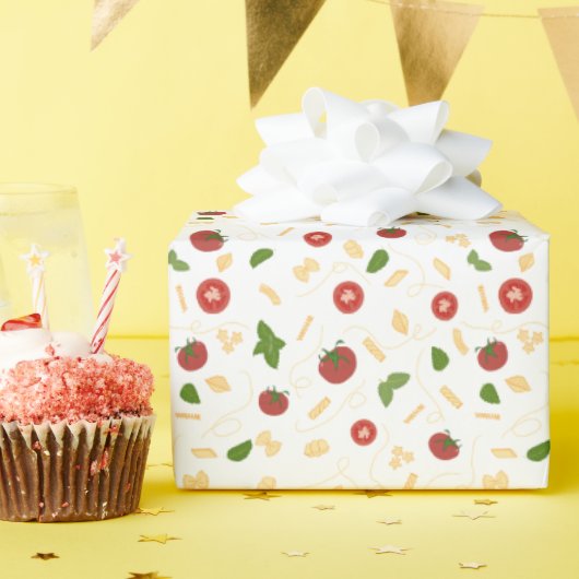 Rode Groene Pasta Tomaat Basilicum Cadeaupapier (Verjaardagsfeest)