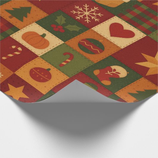 Rode Groene Patchwork Dekbed Rustieke Boerderij Bl Cadeaupapier (Hoek)