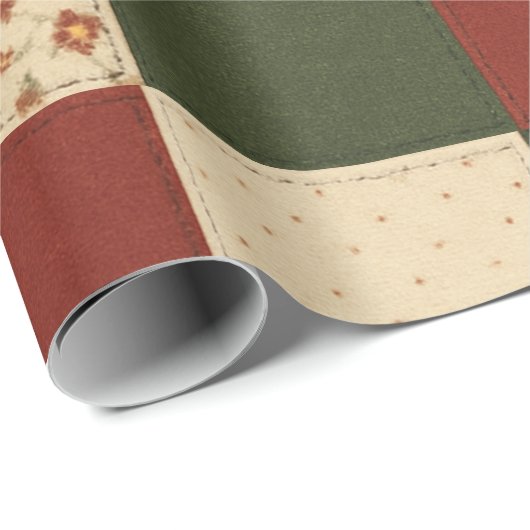 Rode Groene Patchwork Dekbed Rustieke Boerderij Bl Cadeaupapier (Rol Hoek)