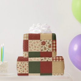 Rode Groene Patchwork Dekentel Rustieke Boerderij  Cadeaupapier