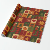 Rode groene patchwork quilt rustieke boerderij blo cadeaupapier (Uitgerold)