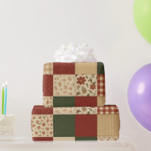 Rode groene patchwork quilt rustieke boerderij blo