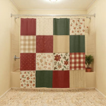 Rode groene Patchwork Quilt Rustieke Boerderij Blo