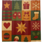 Rode groene Patchwork Quilt Rustieke Boerderij Blo Douchegordijn (Voorkant)