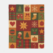 Rode groene Patchwork Quilt Rustieke Boerderij Blo Fleece Deken (Voorkant)